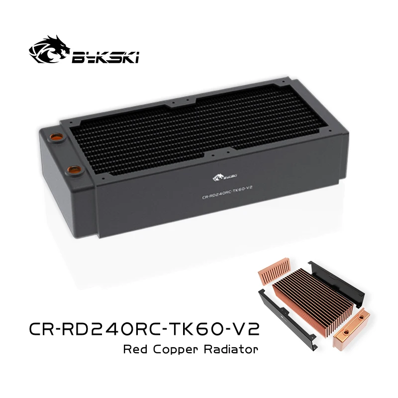 Bykski 60mm Thick Full Copper Radiator PC Water Cooling Radiator Computer Cooler Heatsink 3 Floors Channel 120/240/360/480mm