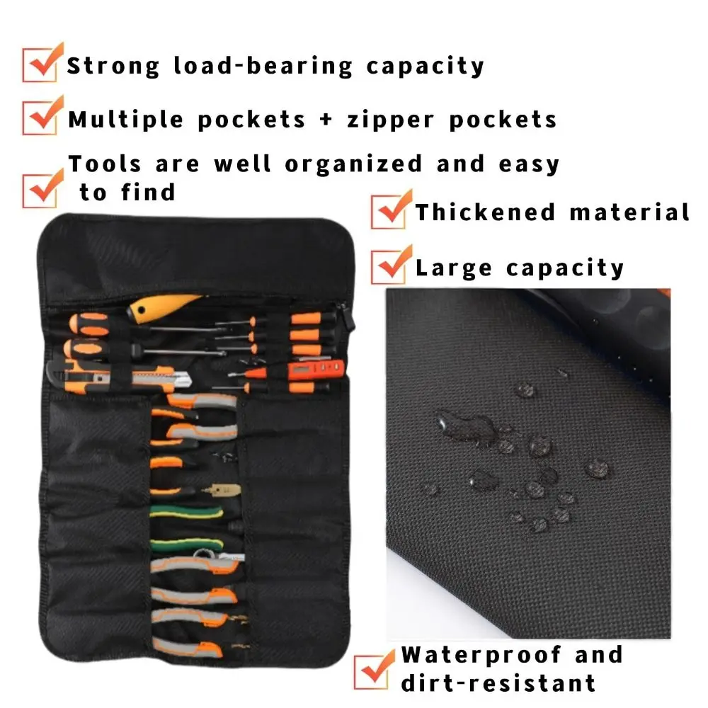 Elastic Coil Folding Reel Rolling Tool Bag Handbag Portable Multi-function Tool Box Oxford Cloth Separate Storage