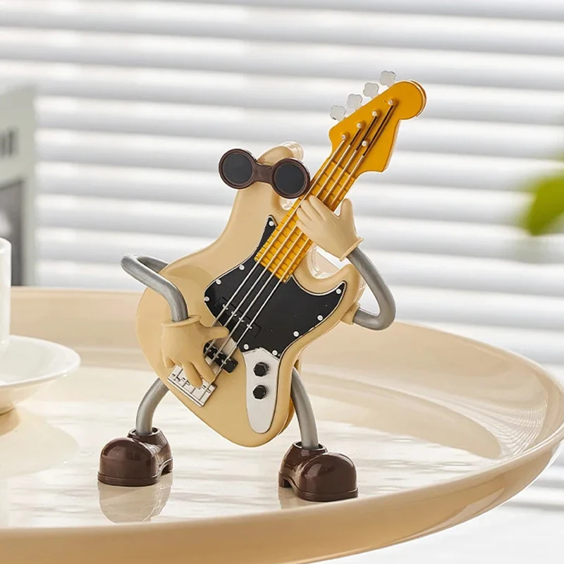 1Pcs Fun Swing Guitar Music Box Modern Desk Home Decor Interior Bookshelf TV Cabinet Figurines Office Room Decors Birthday Gift