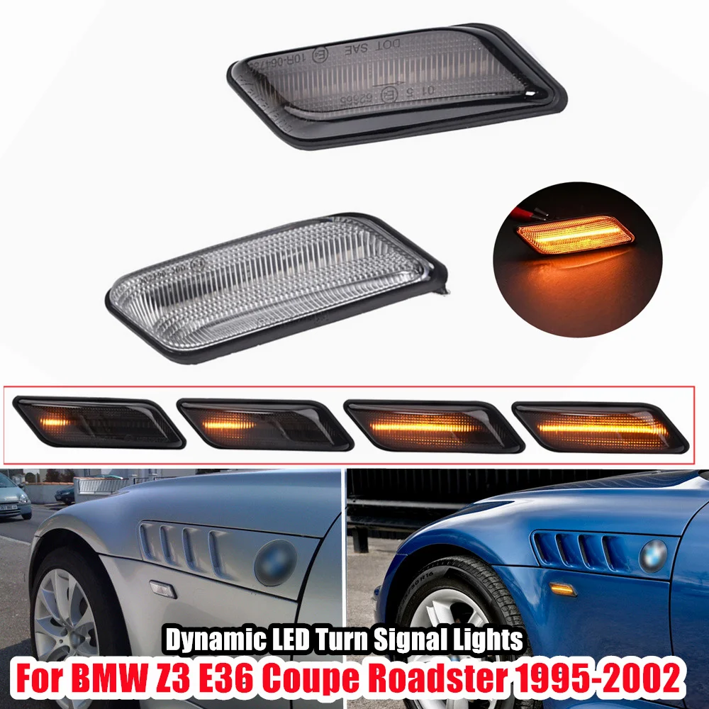 2PCS Dynamic LED Side Marker Lamp Turn Signal Light For BMW Z3 E36