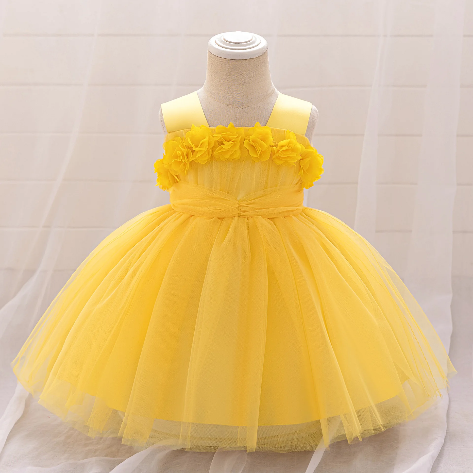 Baby Toddler 3D Flower Girl Birthday Party Graduation Ceremony Dance Party Pageant Dress