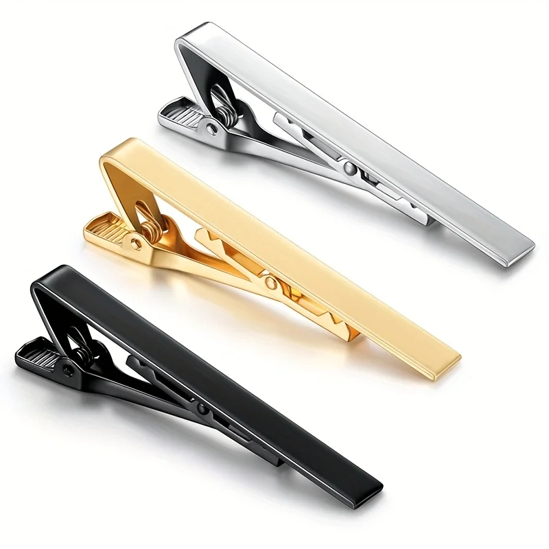 

[Men's Tie Clip] Men's Simple Tie Clip Silvery Black BusinFormal Wedding Anniversary Gift