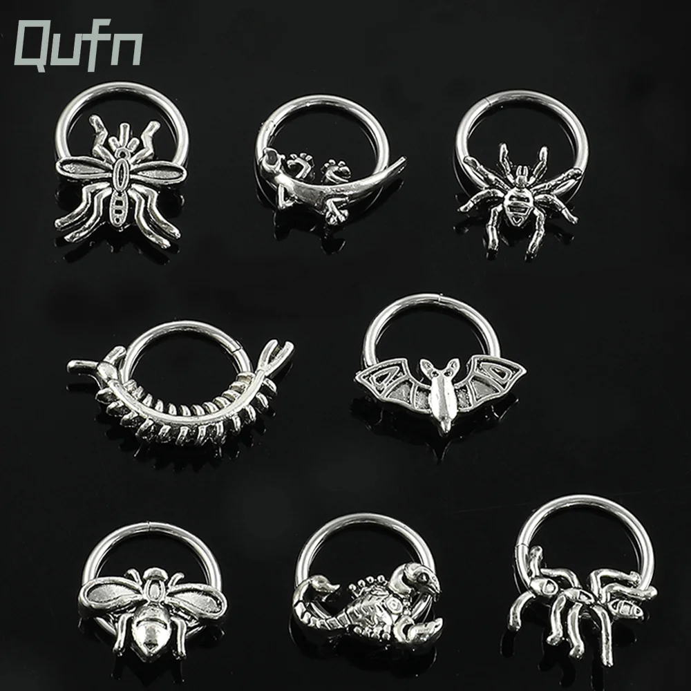 Anneau de nez Punk en acier inoxydable, couleur argent, anneaux de nez gothiques pour femmes et hommes, bijoux de perçage du Cartilage corporel