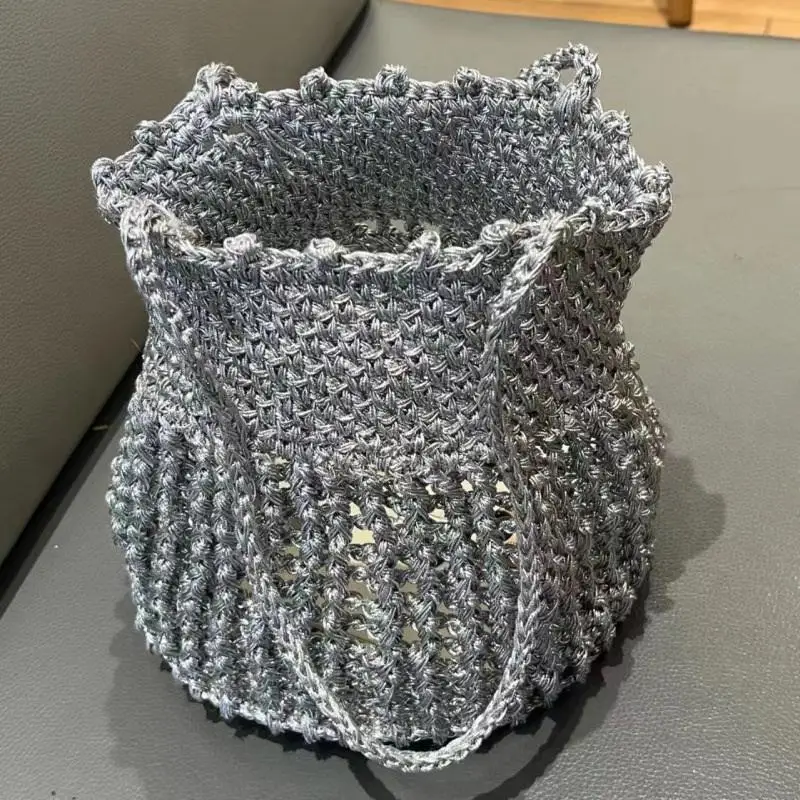 200 Meters/Roll Beautiful Shiny Silver Silk Yarn Crochet Hand Knitting Fine Thin Sewing Thread For Summer Cool Cardigan Cape