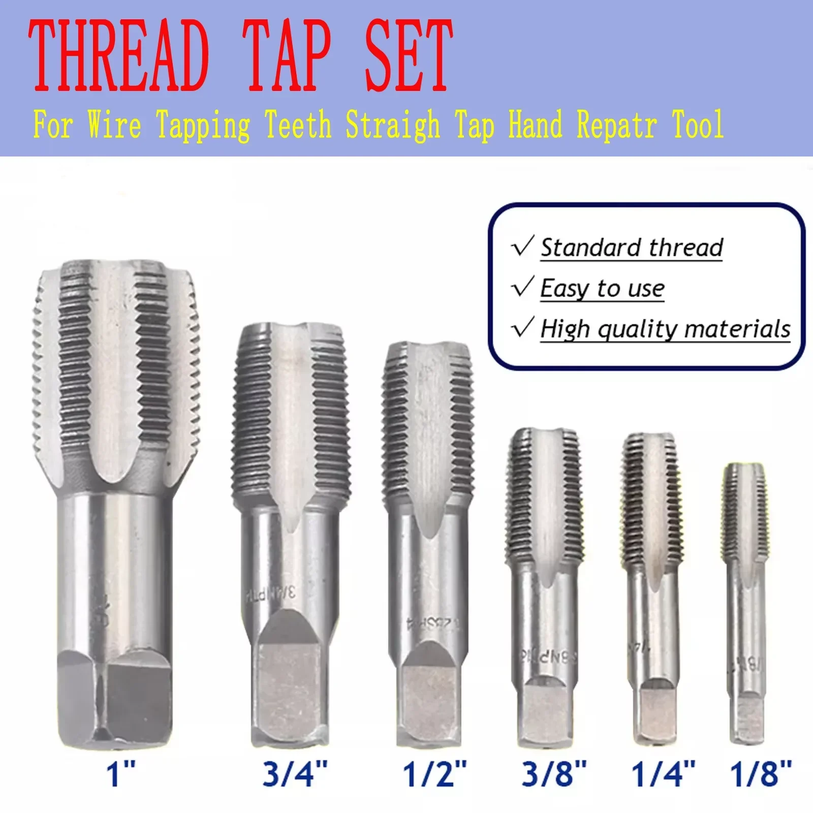 

1/2/5Pcs HSS Taper Pipe Tap Set - NPT G1/8, 1/4, 3/8, 1/2, 3/4 Sizes for Metal Thread Cutting, Cleaning & Rethreading