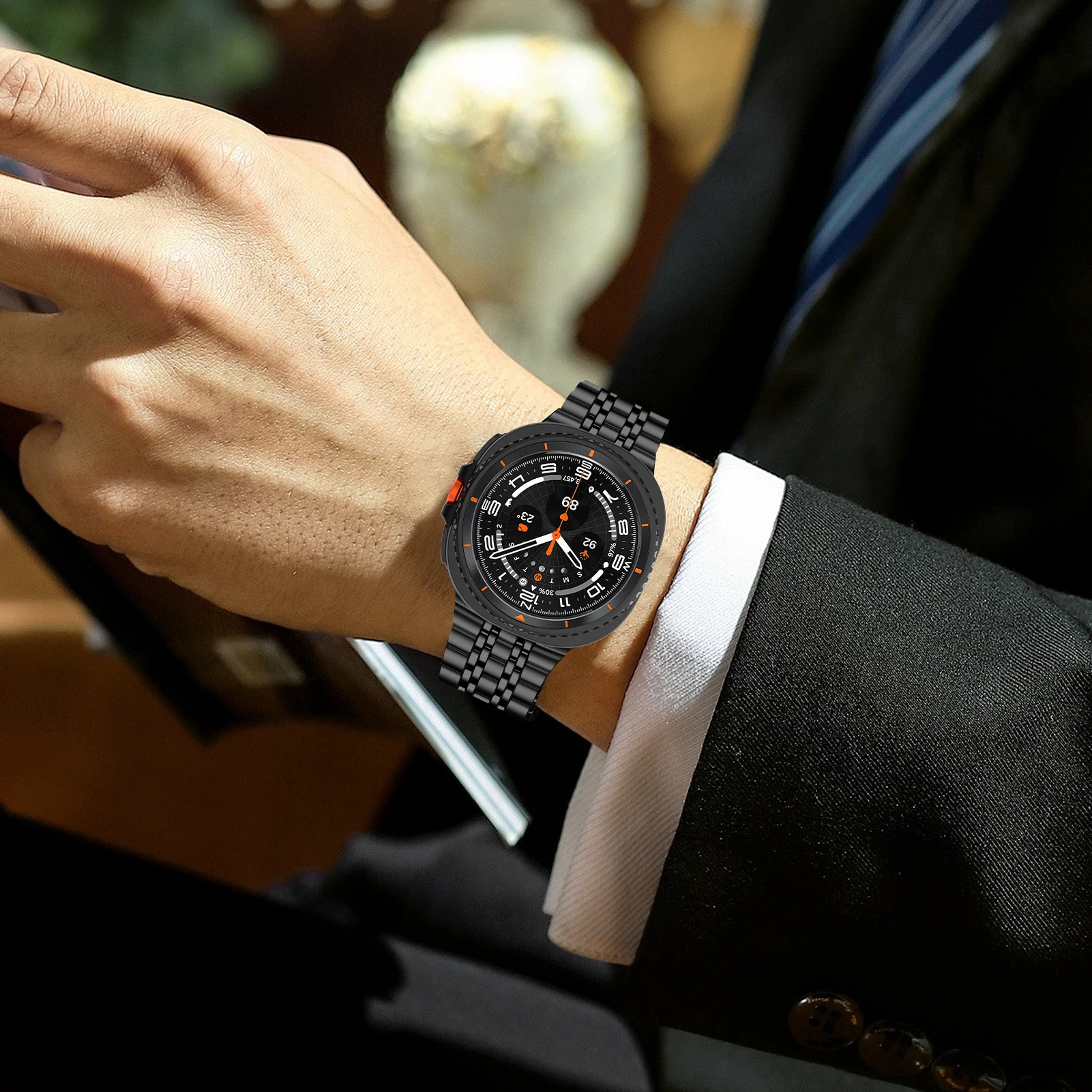 الأشرطة لساعة سامسونج جالاكسي 8/8 الكلاسيكية 40 مللي متر 44 مللي متر 46 مللي متر الفولاذ المقاوم للصدأ المعادن المعصم ربط سوار كوريا جالاكسي ساعة 8 العصابات #5