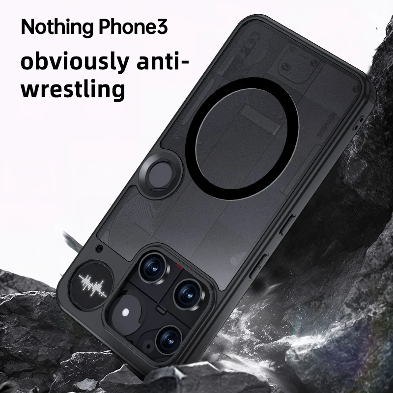Fundu For Nothing Phone 3 чехол ELVEV Magnetic Crystal Matte PC TransparentTPU Anti-fingerprint Cover nothingフォン3 ケース
