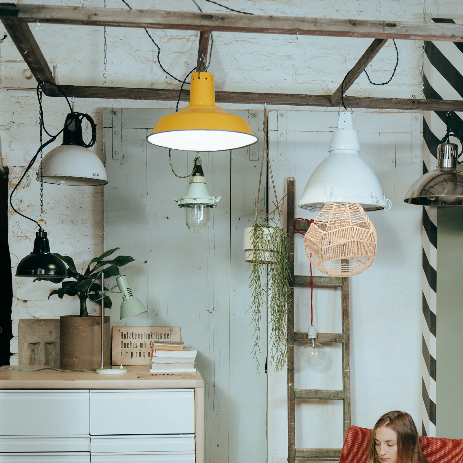 

Handmade Woven Lampshade Premium Protective Light Shade for Pendant Hanging Ceiling Lamp Retro Chinese Style Home Decor