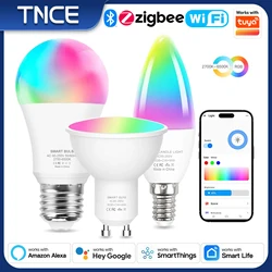 TNCE Tuya E27 E14 GU10 Bulb WIFI Zigbee, Dimmable Light LED lamps 2700-6500k RGB, Smart Life APP, Voice With Alexa Google Home