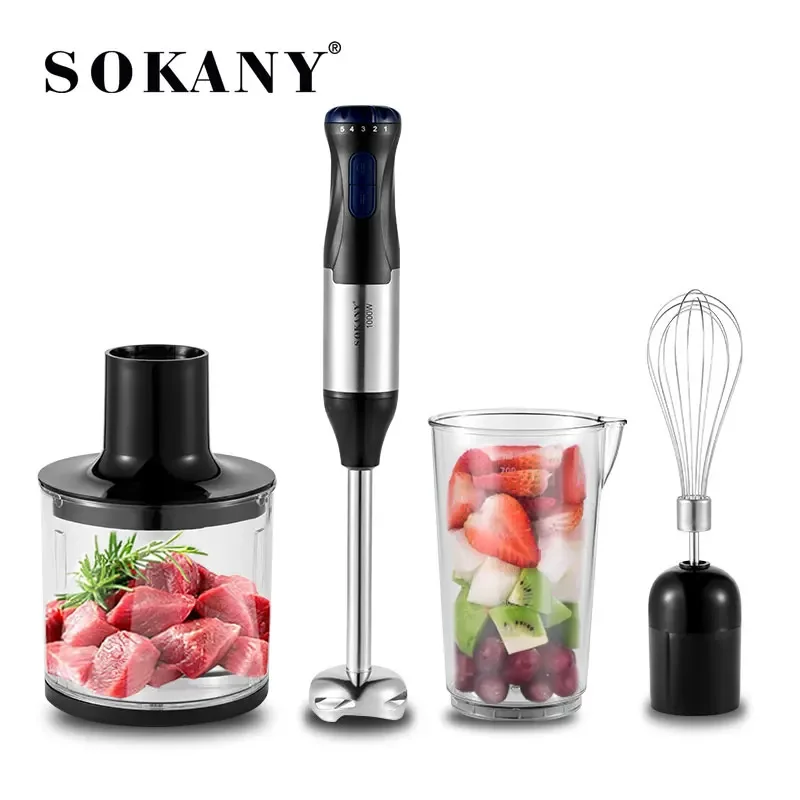 4 in 1 Mini Electric Blenders 110V/220V Portable Handheld Food Processors 5 Speed Stainless Steel Blade Juicer Meat Mincing