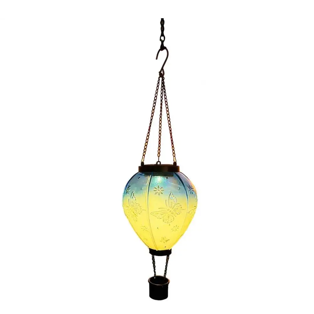 Solar Powered Yard Decorations Outdoor Solar Hanging Lights Butterfly Hot Air Balloon Solar Lantern Waterproof Outdoor Hanging