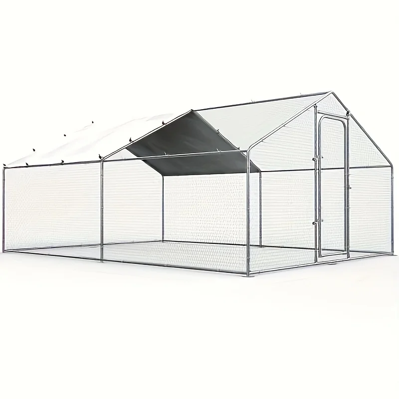 

Large Metal Chicken Coop & Outdoor Poultry Cage For Chickens, Ducks, Rabbits - Weather-Resistant, UV-Resistant Semi-Cover Design