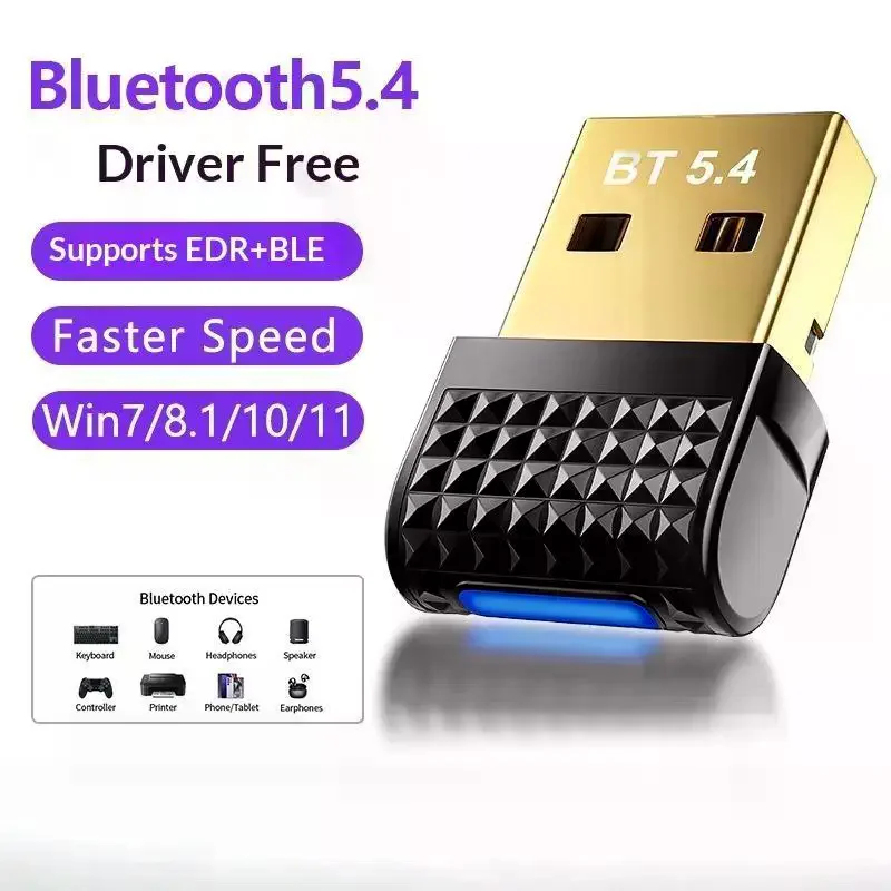 USB Bluetooth 5.4 Dongle Adapter: BT Transmitter Receiver For PC Desktop Laptop Keyboard