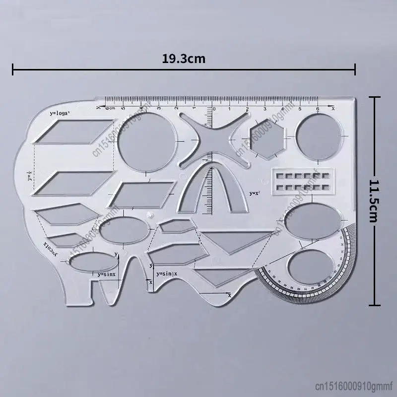Multifunction Fast Drawing Template School Student Art Design Circle Geometry Math Function Drafting Measuring Ruler Protractor