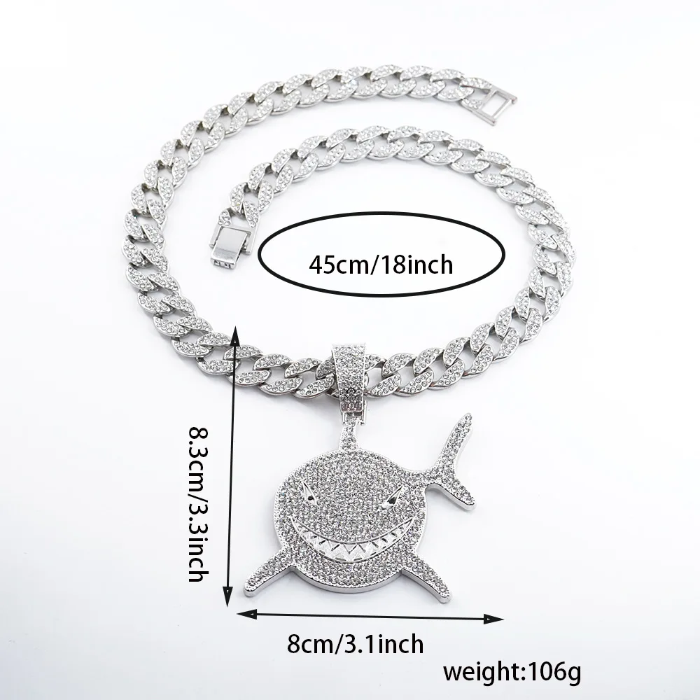 DIY accessories European and American cross-border personalized hip-hop style shark pendant hip-hop creative shark pendant neckl
