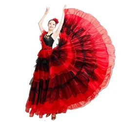Modern Dance Fashion Plus Size Spanish Flamenco Dress Female Belly Danc Dress Gorgeous Stage Performance Team Wear Gypsy Costume