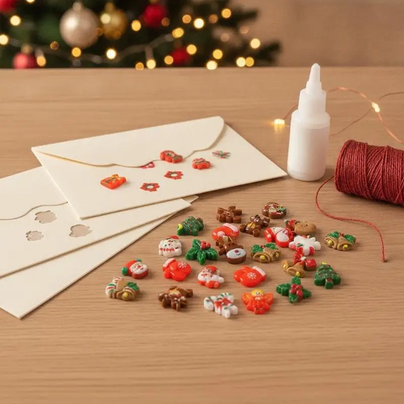 Christmas Flat Back Resin Cabochons 10/30Pcs Vibrant Color for DIY Nail Art Decor Kids Handcraft Activity Use