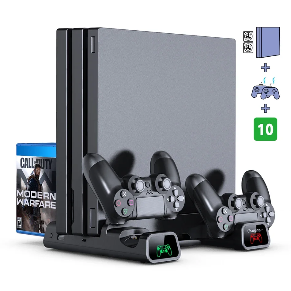 

For Playstation 4 /PS4 Slim/PS4 Pro Console Vertical Cooling Stand for Dualshock 4 Charging Dock Dual Controller Led Indicator