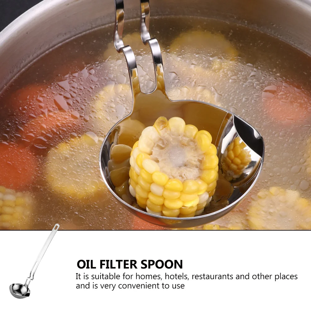 

Multipurpose Stainless Steel Oil Filter Spoon Kitchen Gadget for Grease Removal and Soup Straining Oil Filter Spoon