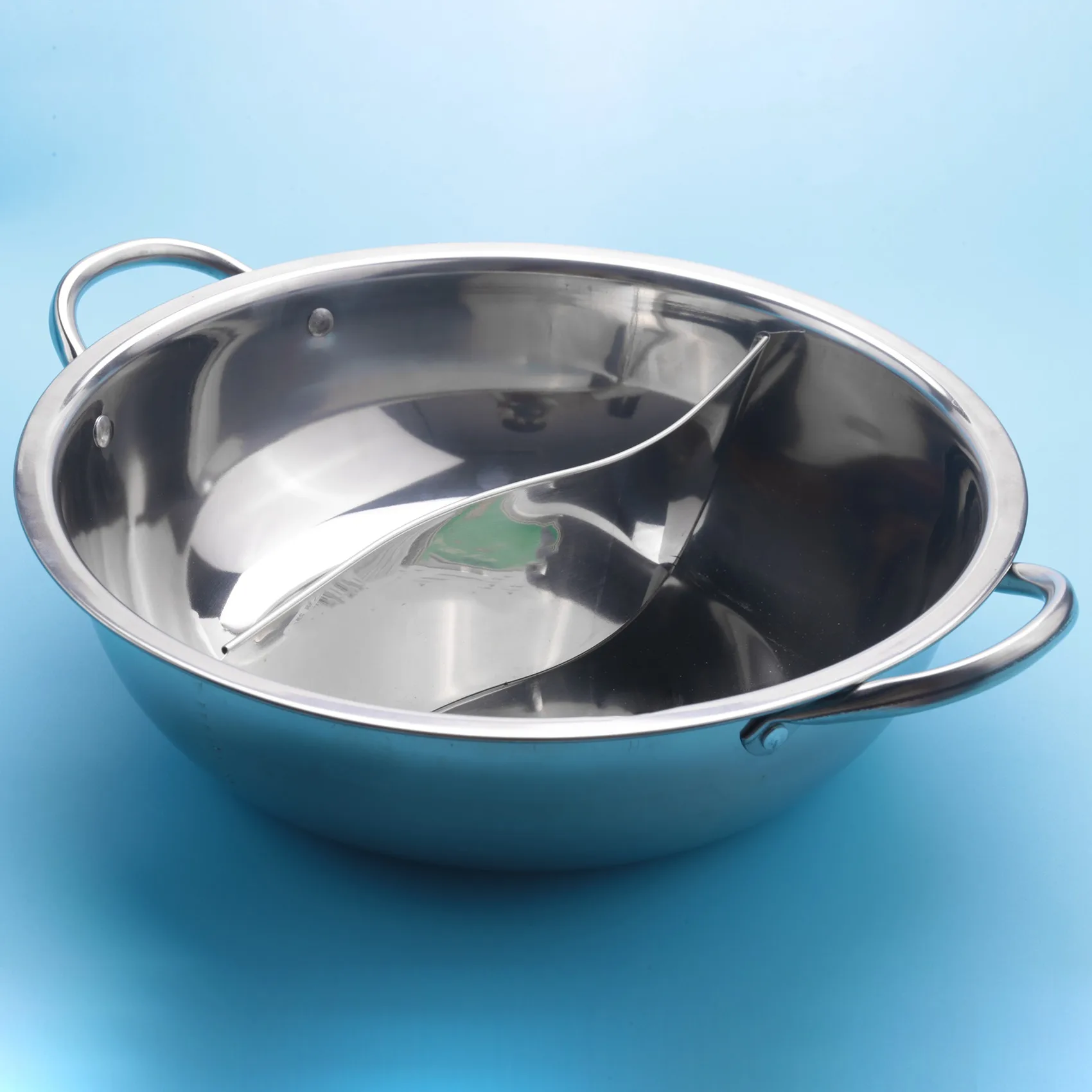 28cm Hot Pot Twin Divided Stainless Steel 28cm Cookware Hot Pot Ruled Compatible Soup Stock Pots Home Kitchen