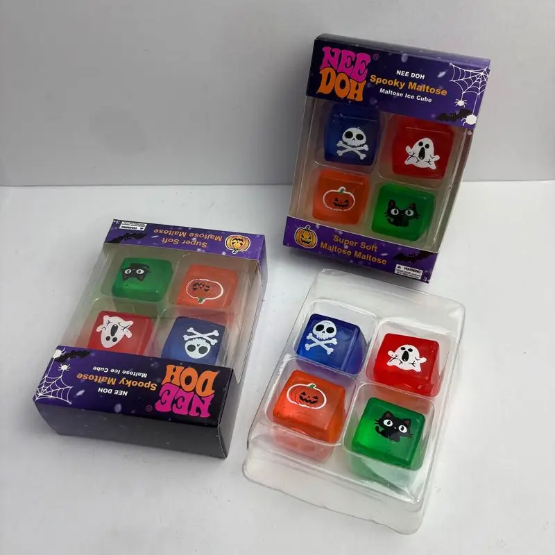 Needoh Halloween Spooky Squishy Ice Cube Super Soft Stress Relief Toy Pumpkin Ghost Skull Black Cat Fidget Adult Anxiety Relief - view 3