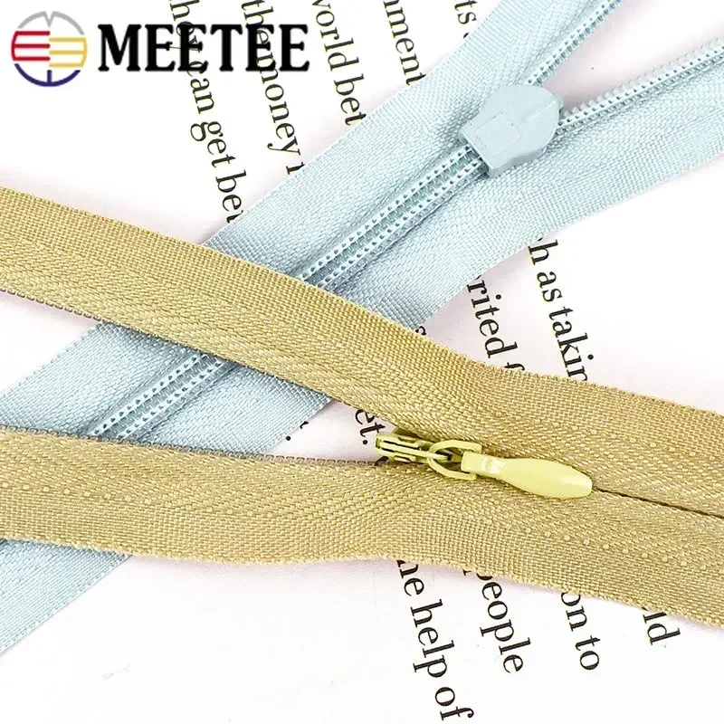 5/10Pcs 3# Invisible Nylon Zippers 60/120cm Double Slider Hidden Zipper For Sewing Clothes Bag Pillow Zip Repair Kit Accessories