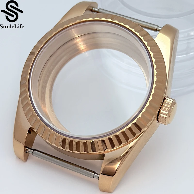 SmileLife Sapphire Glass 36 มม./39 มม.สําหรับนาฬิกาผู้ชายกรณี Fit NH34 NH35 NH36 การเคลื่อนไหวกันน้ําแฟชั่น Rose Gold 316L สแตนเลส