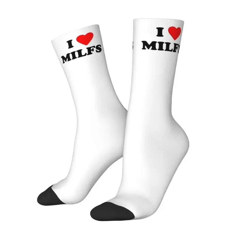 

Cool Print I Love Milfs Socks for Women Men Stretchy Summer I Heart Milfs Hip Hop Crew Socks