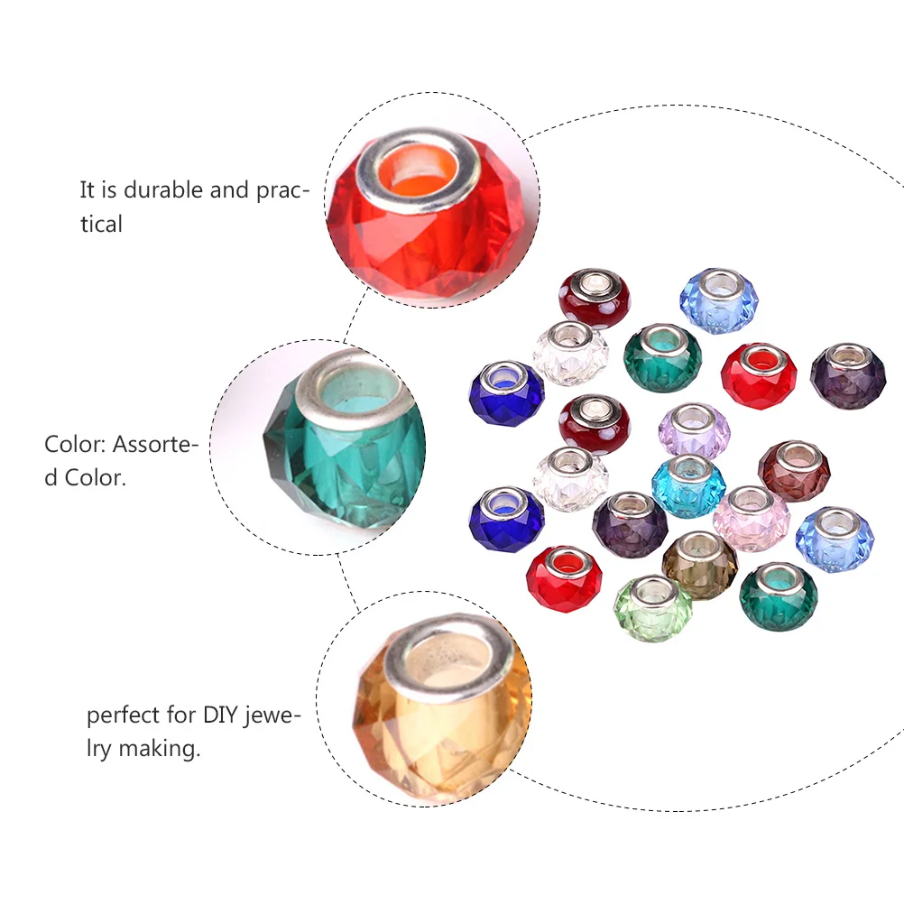 

100Pcs Crystal Glass Beads Colorful Large Hole for DIY Jewelry Making Handmade Crafts Beading Kits Accessories