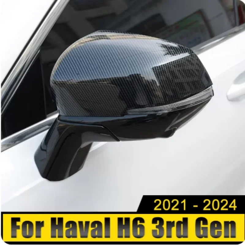 

ABS Carbon Fiber Rearview Mirror Side Cover Trim Stickers For Haval H6 3rd Gen GT H6S HEV PHEV 2021-2024 Car Exterior Accessorie