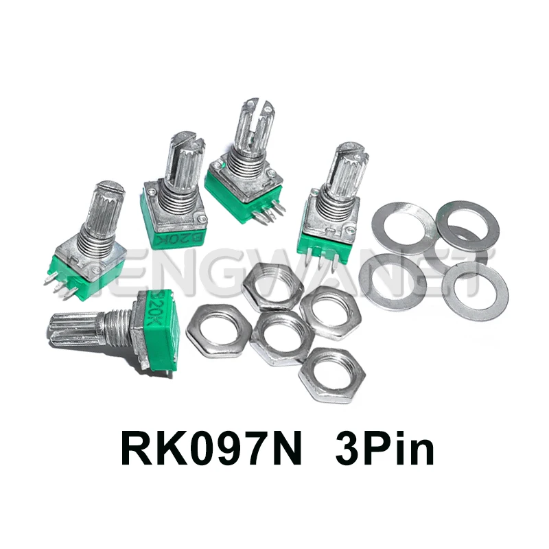 5PCS Potentiometer Audio Amplifier Sealing 3Pin RK097N B100K B1K B5K B10K B20K B50K B500K RK097 Potentiometers