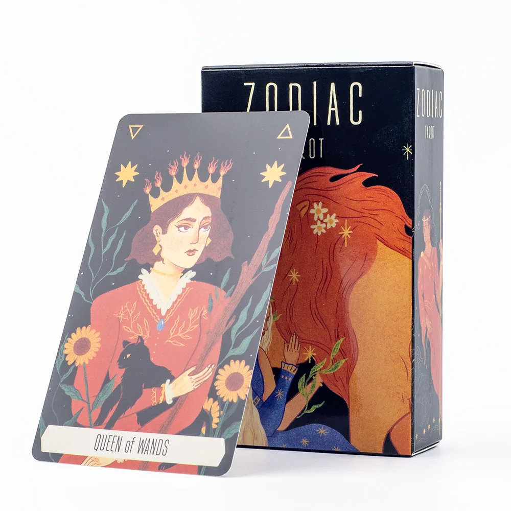 Zodiac Tarot 78-Card Deck Divinatory Path Under the Stars Engaging Board Playing Game for Family Gathering 10.3X6CM