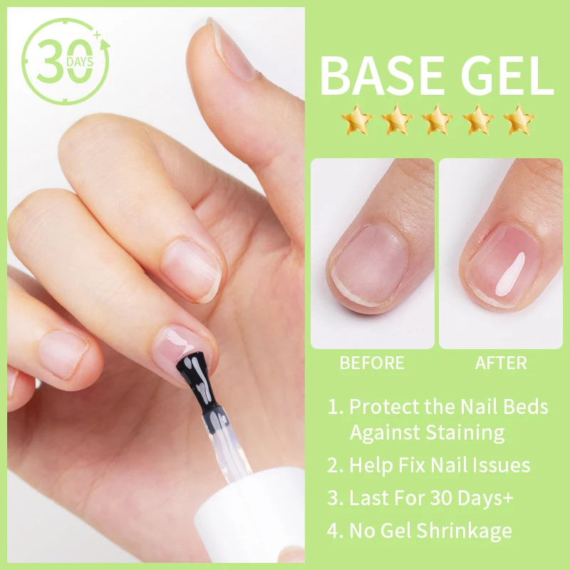 BOZLIN 15ML 9-in-1 Nail Glue Gel Nail Polish Thickness Rubber Base Transparent Semi Permanent  Function UV Gel Soak Off Nail Art