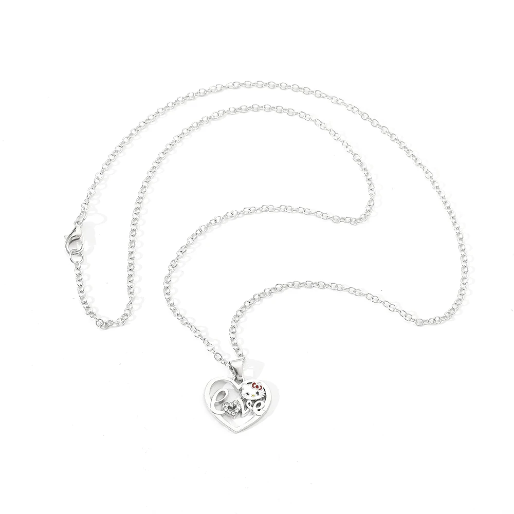 Sanrio Hallo Kittys Liebe Herz Diamant Halskette Mädchen süße süße Pendel leuchte Luxus vielseitige Kragen Kette Schmuck Frauen Geschenk