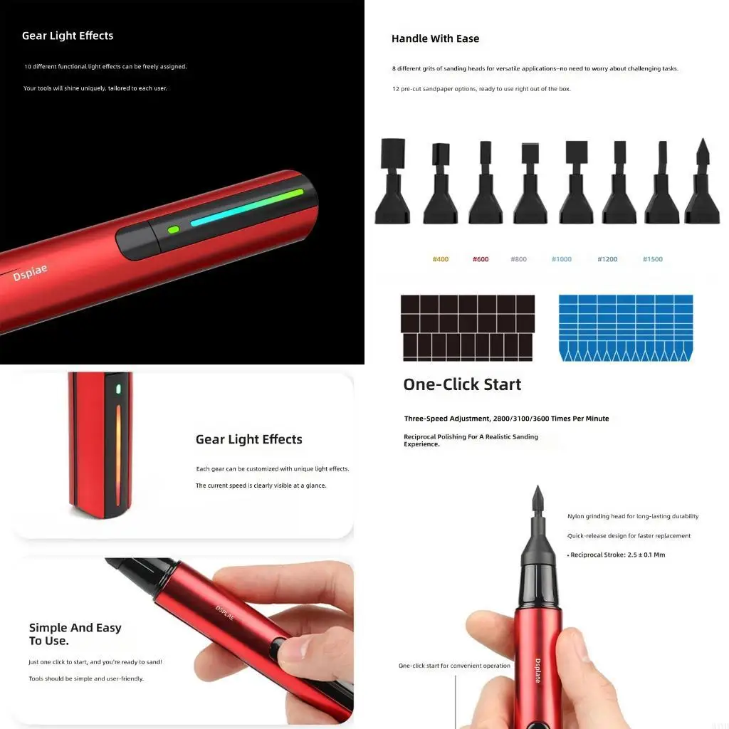 

Model Grinding Pen With 8 Heads And 12 Sandpapers For Miniature Polishing M4YD