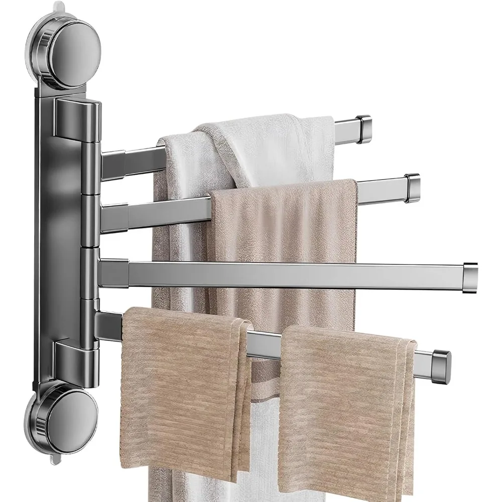 

Вешалка для полотенец на присоске, экономия места, настенный поворотный держатель для полотенец, нержавеющая сталь sus304, 4 рычага, вешалка для полотенец без сверления для летучей мыши