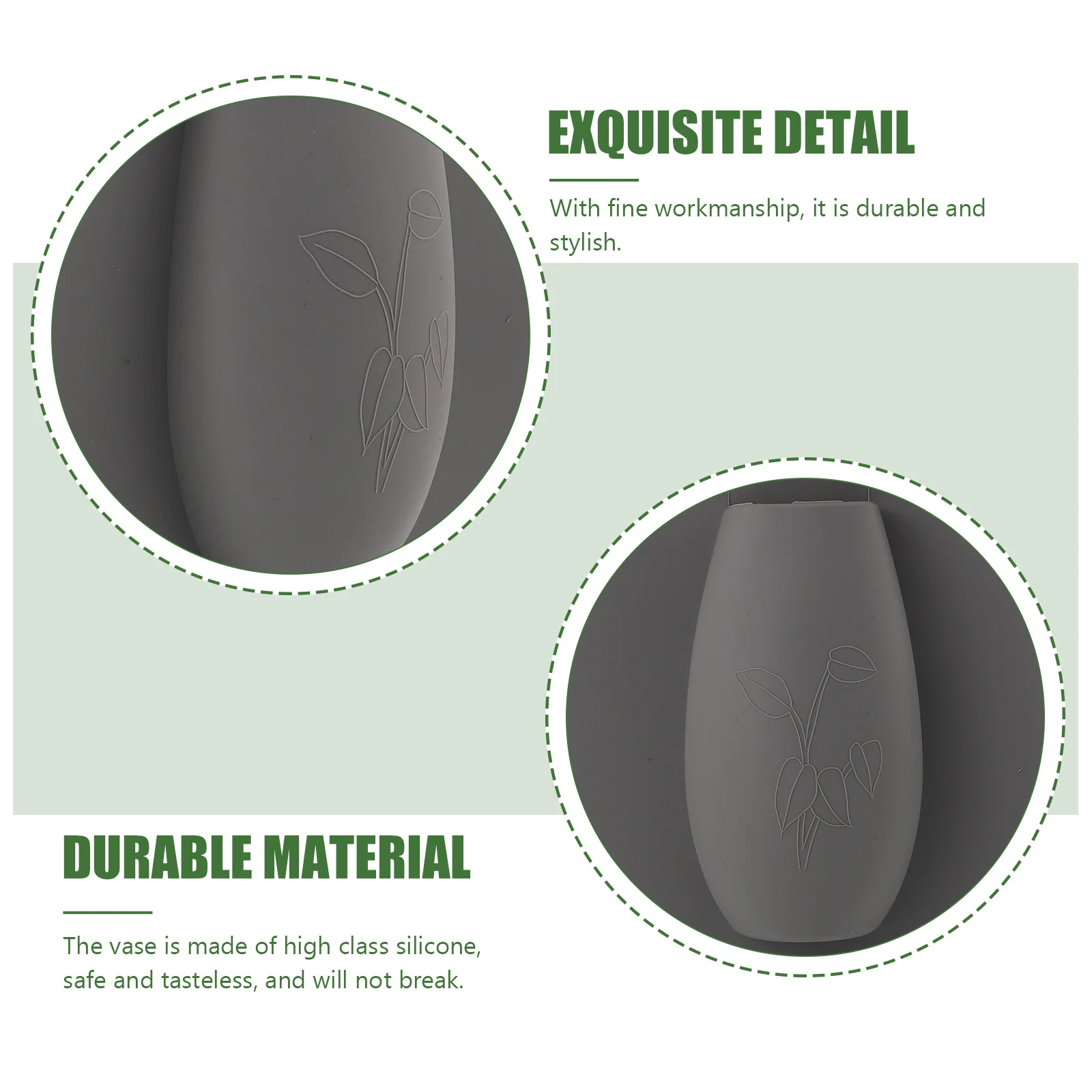 

2 Pcs Stainless Silicone Vase Decorative Self Adhesive Wall Mounted Hands Floral Arrangements Decorate