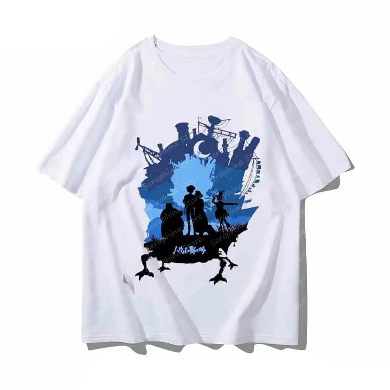 هاياو ميازاكي هاياو تتحرك القلعة أنيمي حماسي بعيدا اسم مشترك حول تي شيرت الرجال والنساء قصيرة الأكمام تي شيرتات قطن #4
