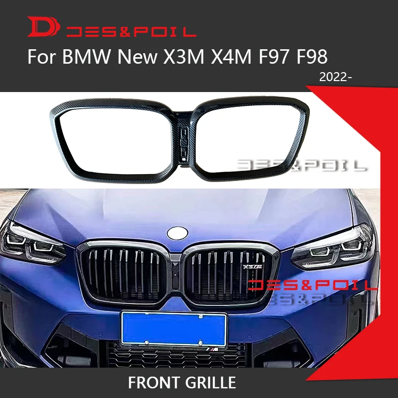 Dry Carbon Fiber Front Grille For BMW X3m X4m F97 F98 LCI Grill Frame Auto Racing Grid 2022