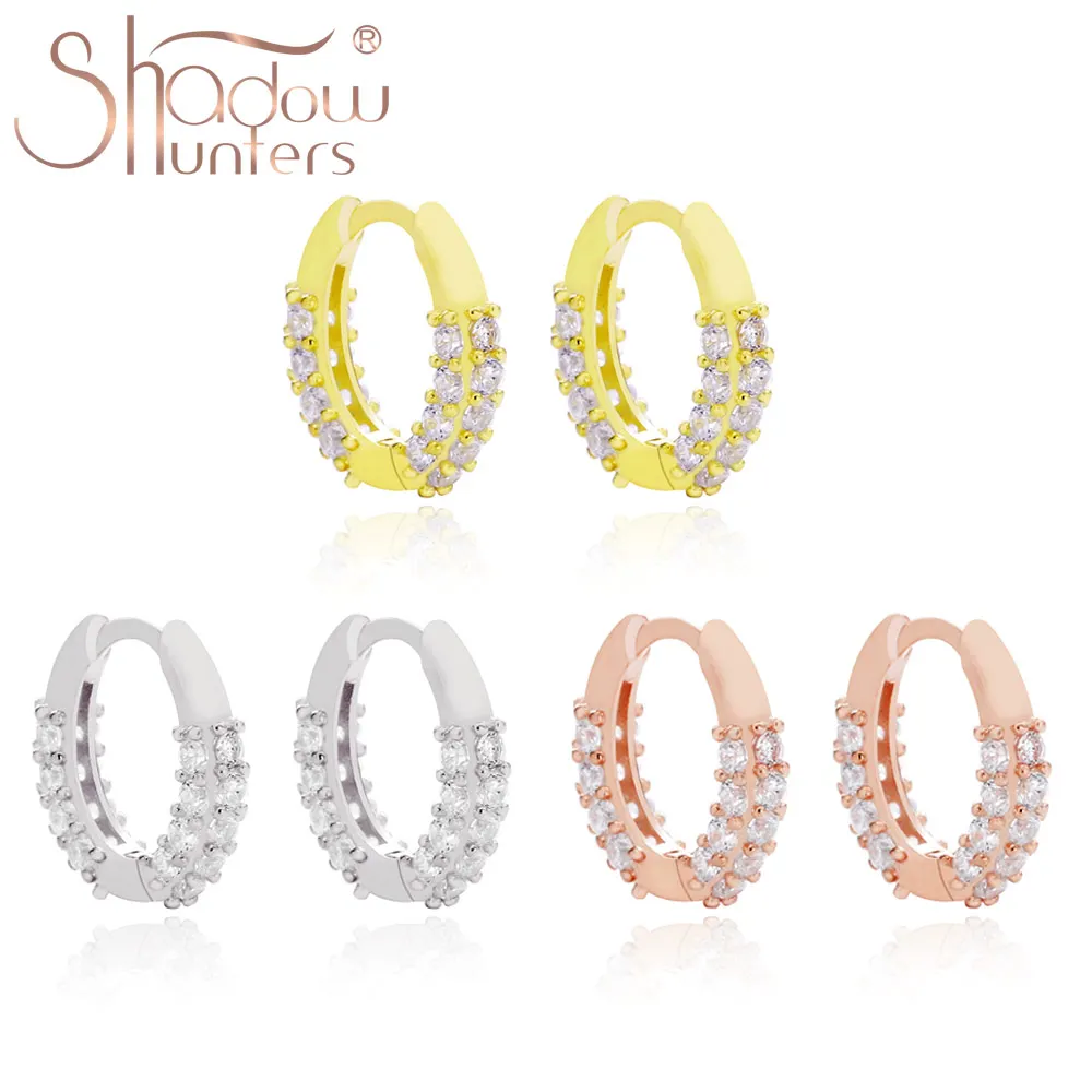 

925 Round Huggies Hoop Earrings Pave Sparkle Zircon High Quality Gold Plated For Women Dainty Wedding Earring Luxury Trendy Best