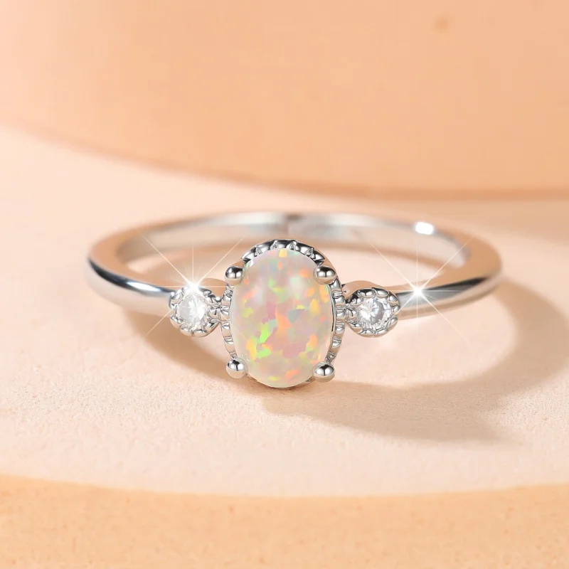 2026 New Light Luxury Niche Egg Noodle Australian Treasure Women's Ring with Fine Circle Fashion Accessories on Both Sides
