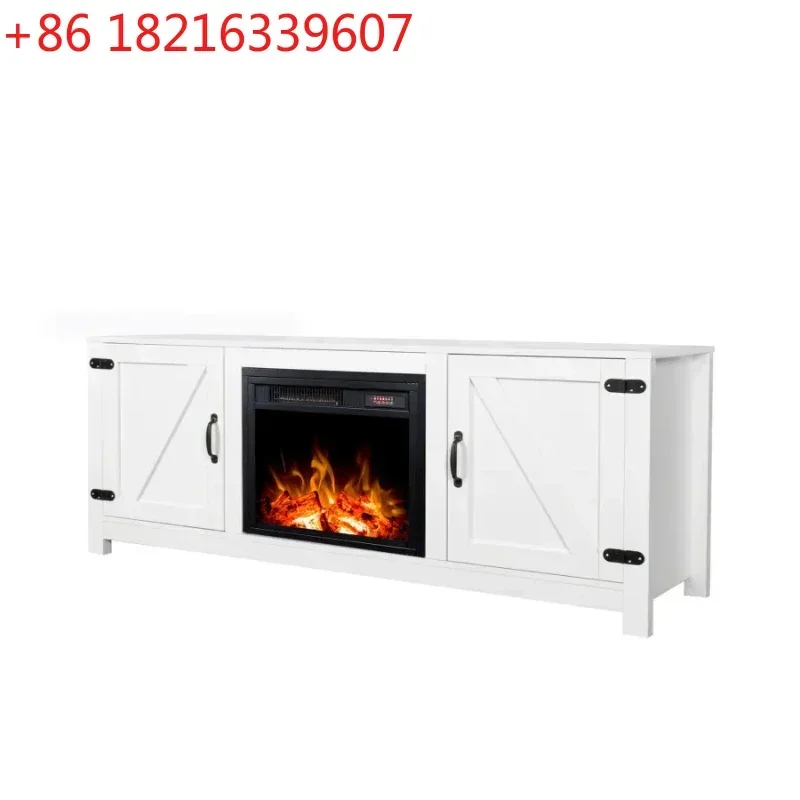 TAO Farmhouse TV Stand, Fireplace TV Stand, Wood Entertainment Center Media Console with Storage,White