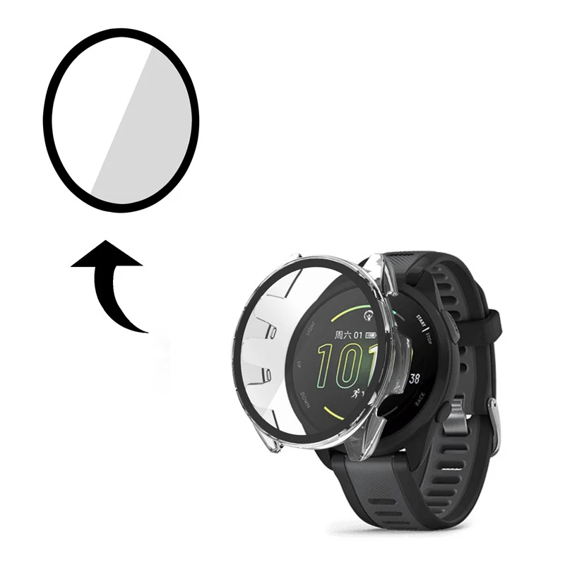 Hard Edge Shell Glass Screen Protector Film Smartwatch Frame Case For Garmin Forerunner 165/Music Bumper Cover Smart Accessories