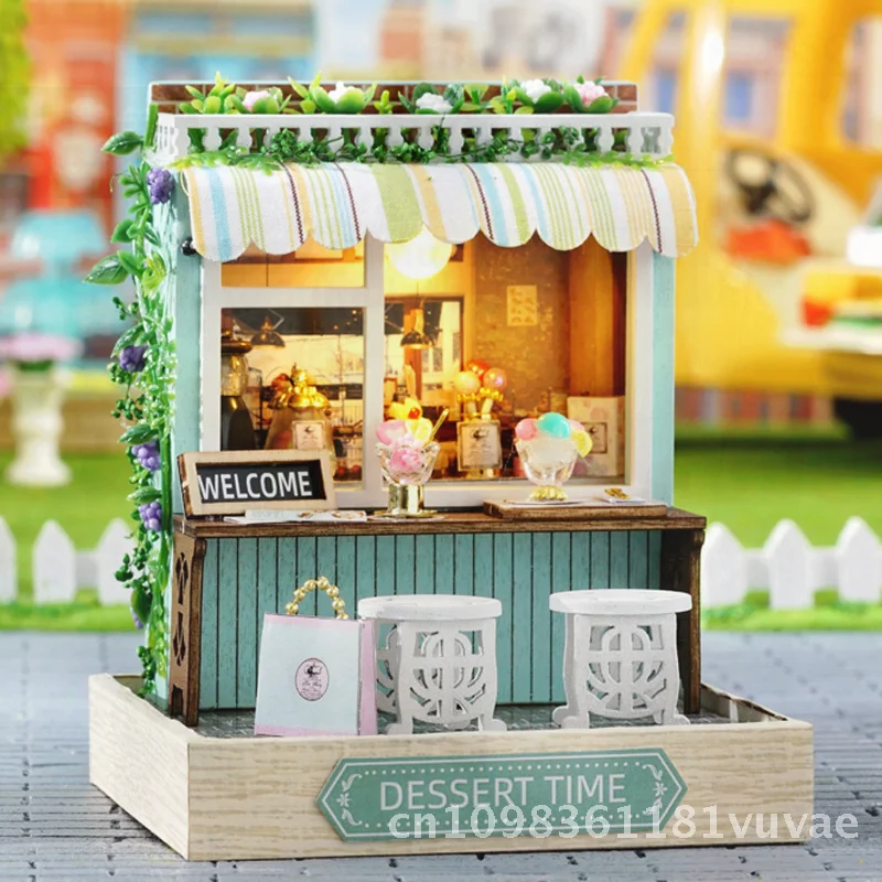 DIY Zhiqu House - Happy One Pavilion Moon Magic Dessert Time & Afternoon Tea Rotary Food Building Set for Adults Wooden Model