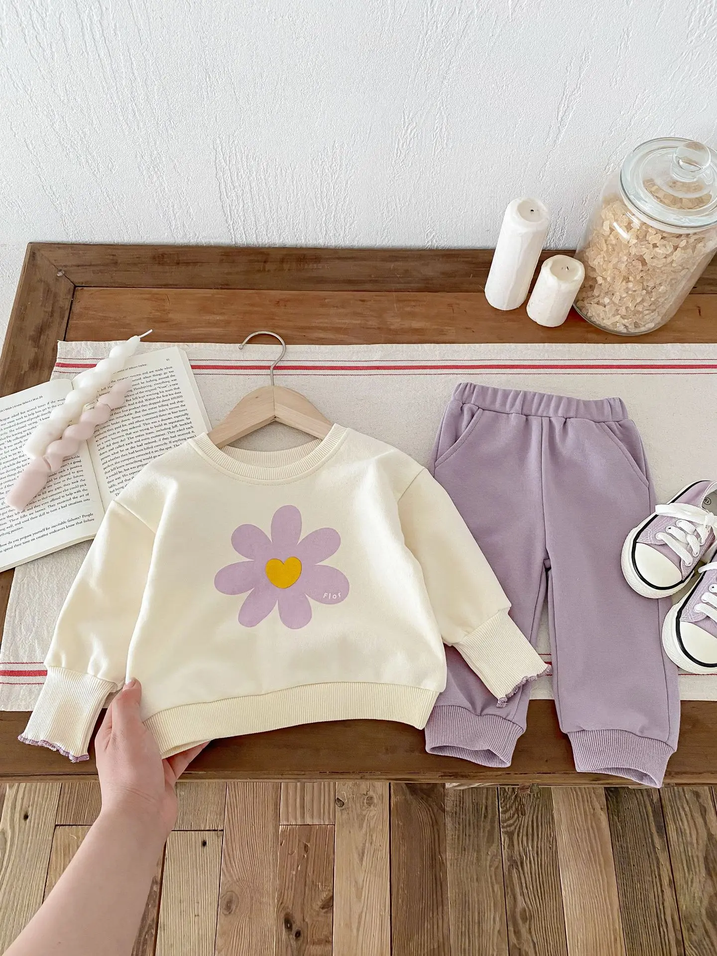 

2024 Autumn New Baby Long Sleeve Sports Set Infant Girl Cute Flower Print Sweatshirt + Casual Pants 2pcs Suit Toddler Outfits