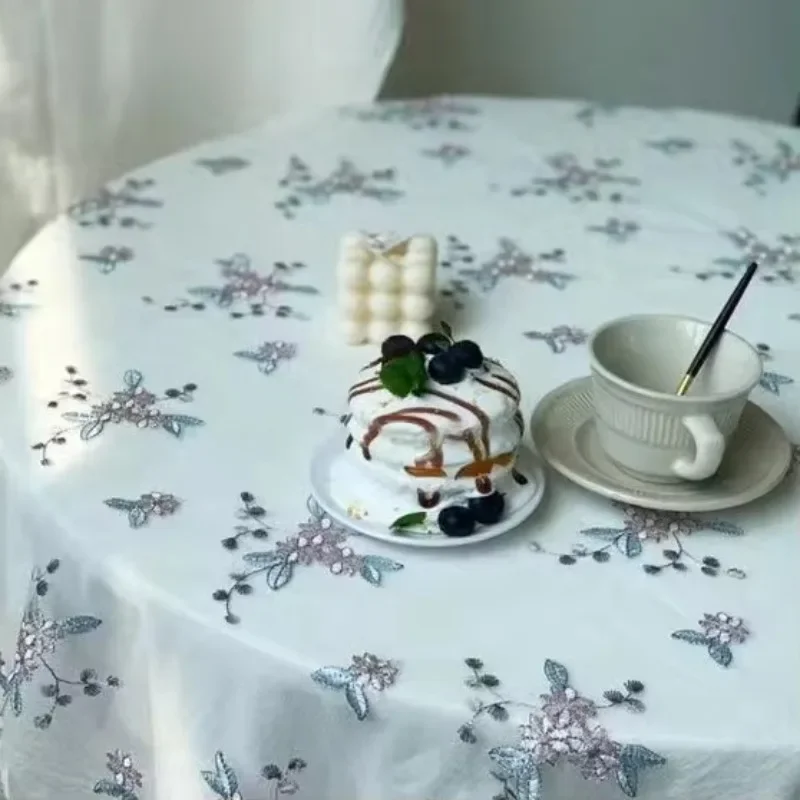 

Small floral embroidered lace mesh fabric for vintage clothing country style tablecloth background cover handmade DIY sewing