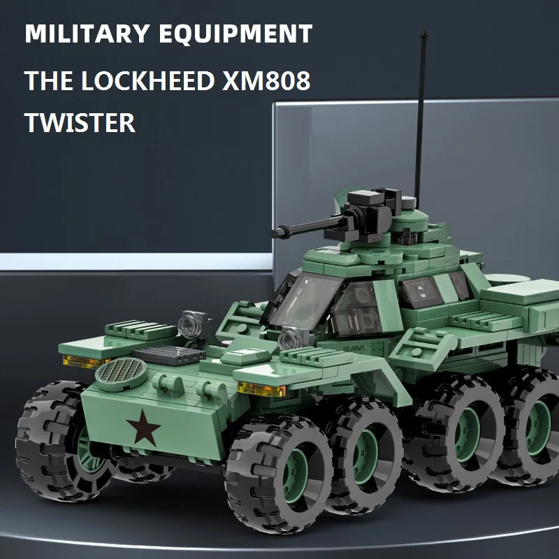 

Конструктор XM808: Бронемашина-противотанковый комплекс времен Второй мировой войны, армейский военный грузовик, бронированная машина, 339 деталей