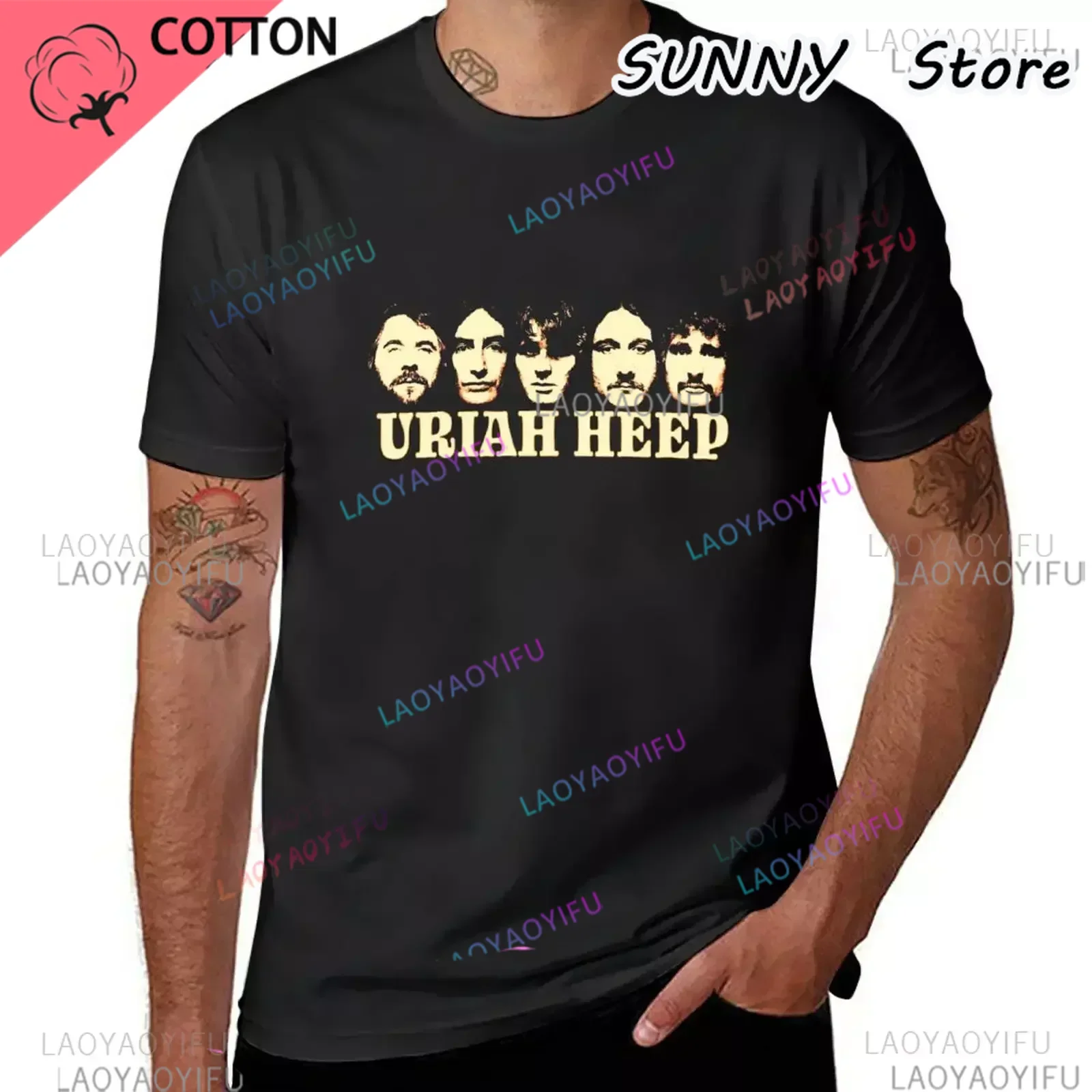 2023 Uriah Heep تي شيرت للأولاد تي شيرت أبيض كبير الحجم تي شيرت رجالي طويل القامة