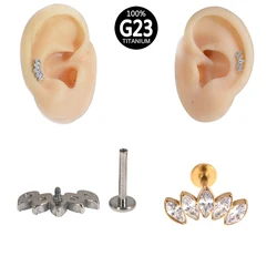 1Pc Crown Shape G23 Titanium Gold Color Crown Long Bar EAR Helix Piercing Tragus Stud Conch Earring Piercing Women Fashion
