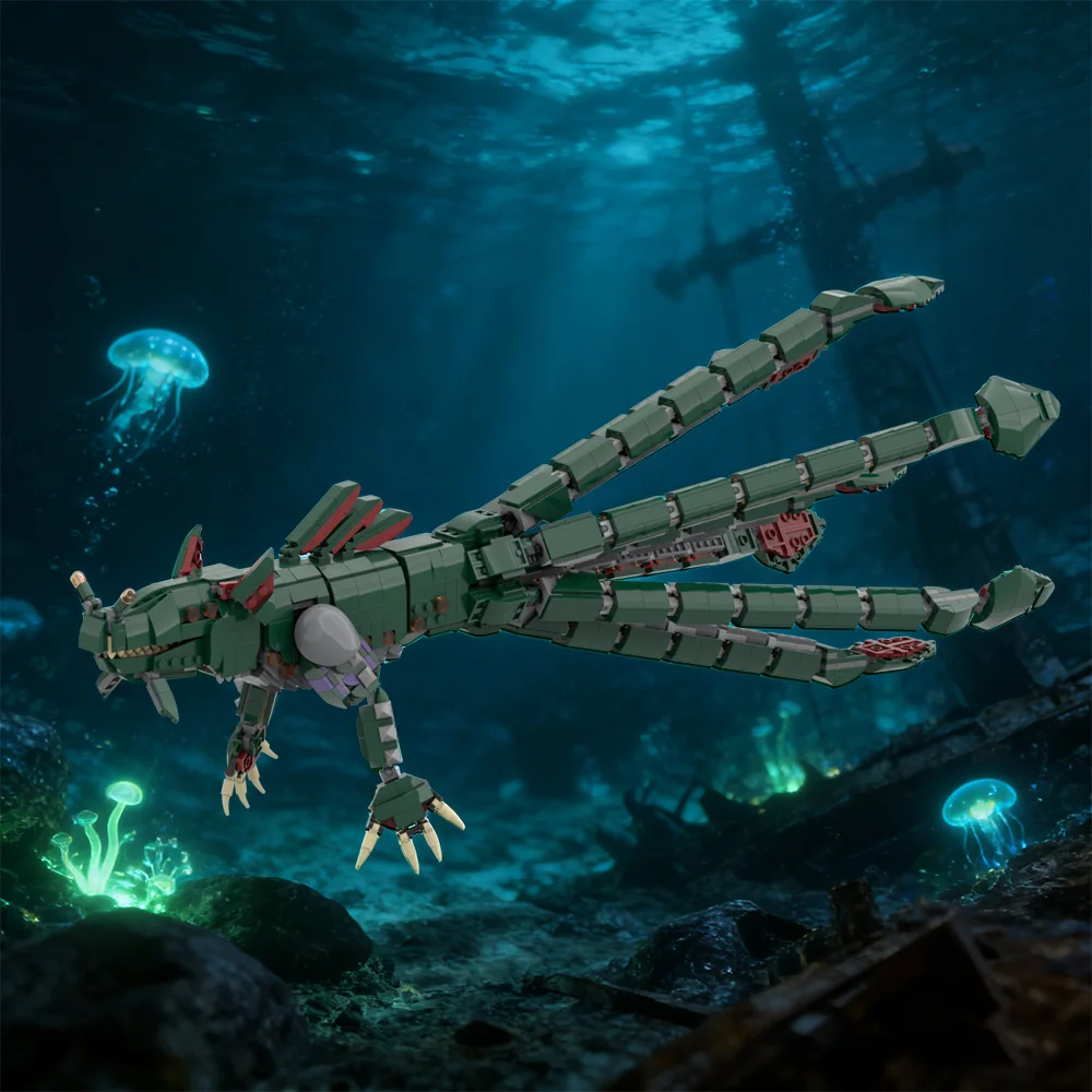 MOC Subnautica Sea Dragon Leviathan Bouwstenen Spel Reptiel Sea Dragon Model Kit Bricks Speelgoed Volwassen Cadeau